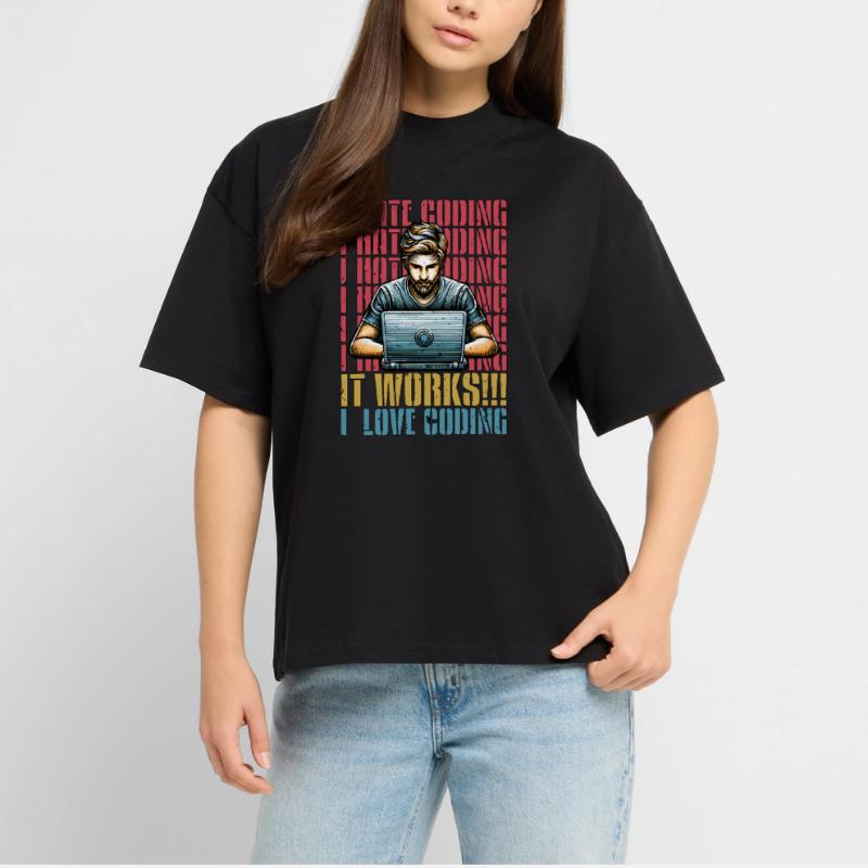 Codeur Je déteste coder Développeur Technologie Codeurs T-shirt bio Blaster 2.0 coupe oversize Stanley/Stella Unisexe