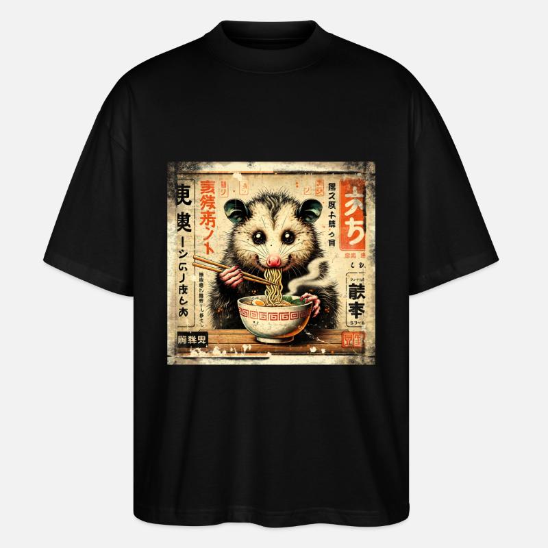 Ramen Opossum Grunge Style d’affiche - T-shirt bio Blaster 2.0 coupe oversize Stanley/Stella Unisexe - noir