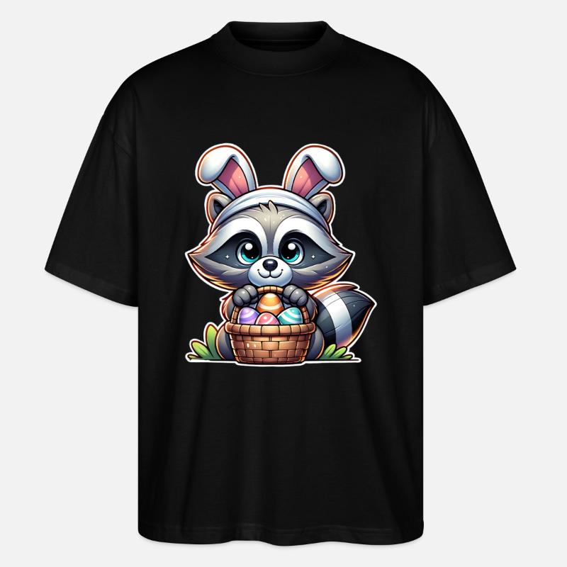 Raccoon Easter Easter Basket - Stanley/Stella Oversized Unisex Organic T-shirt Blaster 2.0 - black