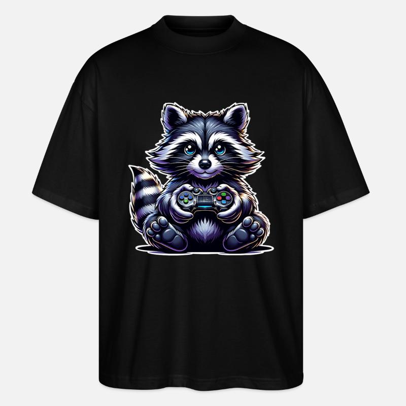Waschbär Gamer Gaming Nerd - Stanley/Stella Oversized Unisex Bio T-Shirt Blaster 2.0 - Schwarz