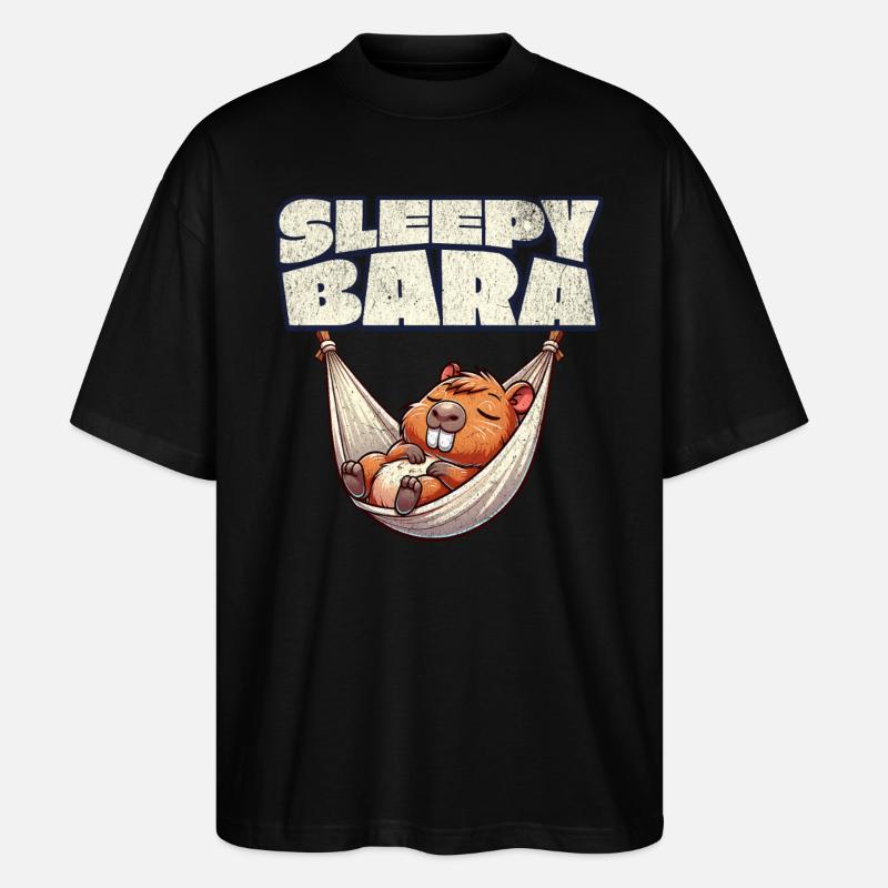 Capybara Sleepy Bara - Stanley/Stella Oversized Unisex Bio T-Shirt Blaster 2.0 - Schwarz