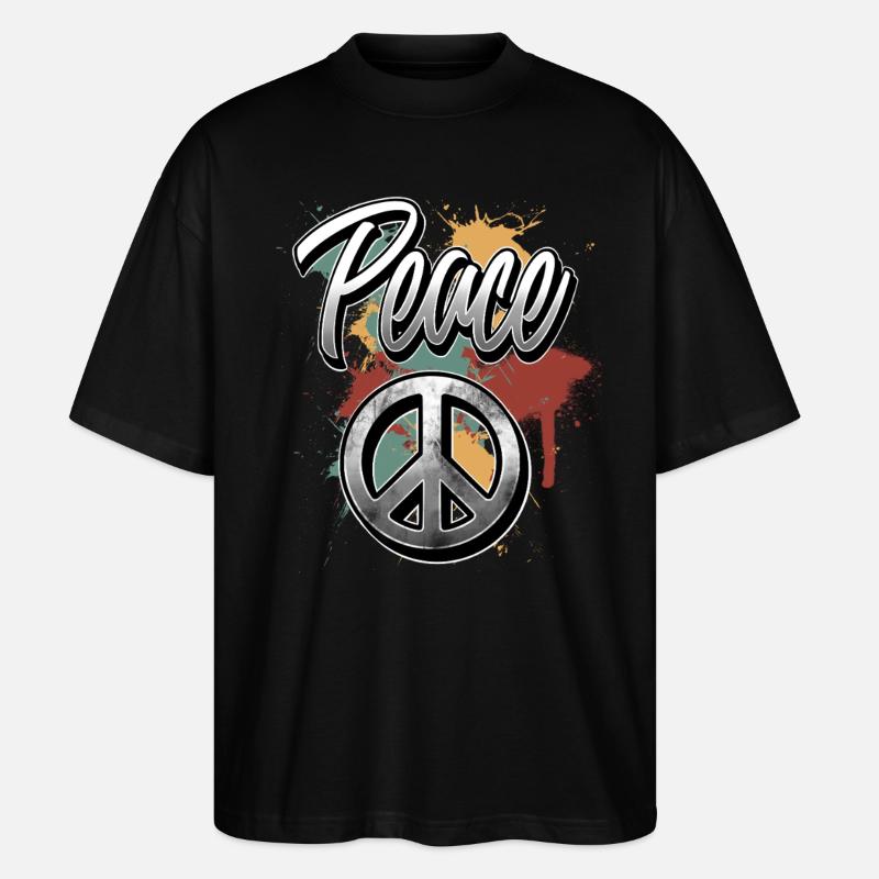 Peace Peacezeichen - Stanley/Stella Oversized Unisex Bio T-Shirt Blaster 2.0 - Schwarz