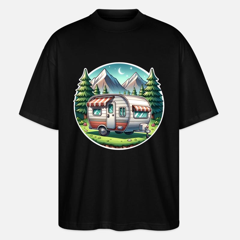 Camping Camper Caravan - Stanley/Stella Oversized Unisex Organic T-shirt Blaster 2.0 - black