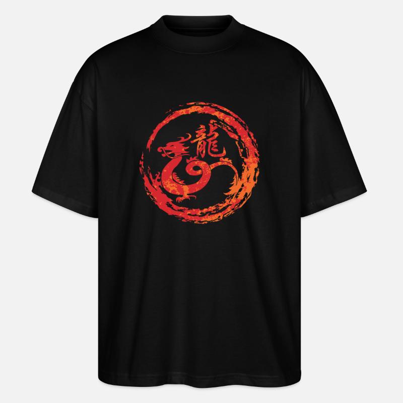 Drache chinesisches Tierkreiszeichen - Stanley/Stella Oversized Unisex Bio T-Shirt Blaster 2.0 - Schwarz