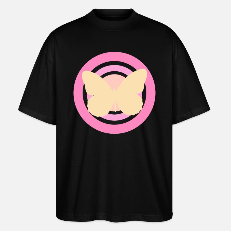Papillon rose jaune - T-shirt bio Blaster 2.0 coupe oversize Stanley/Stella Unisexe - noir