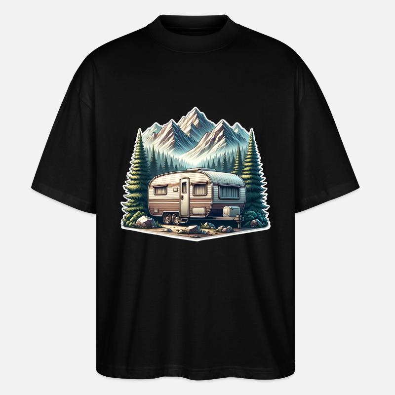 Camping Wohnwagen - Stanley/Stella Oversized Unisex Bio T-Shirt Blaster 2.0 - Schwarz