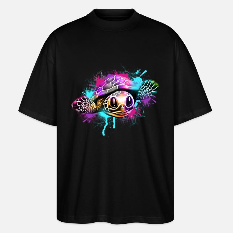 Schildkröte Graffiti Bunt - Stanley/Stella Oversized Unisex Bio T-Shirt Blaster 2.0 - Schwarz