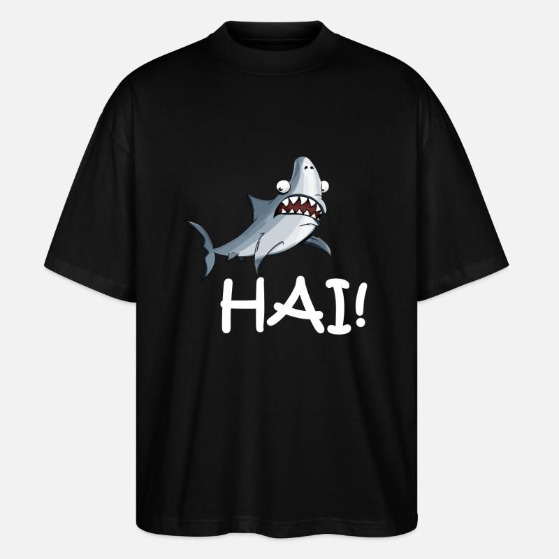 Hai mit Schriftzug - Stanley/Stella Oversized Unisex Bio T-Shirt Blaster 2.0 - Schwarz
