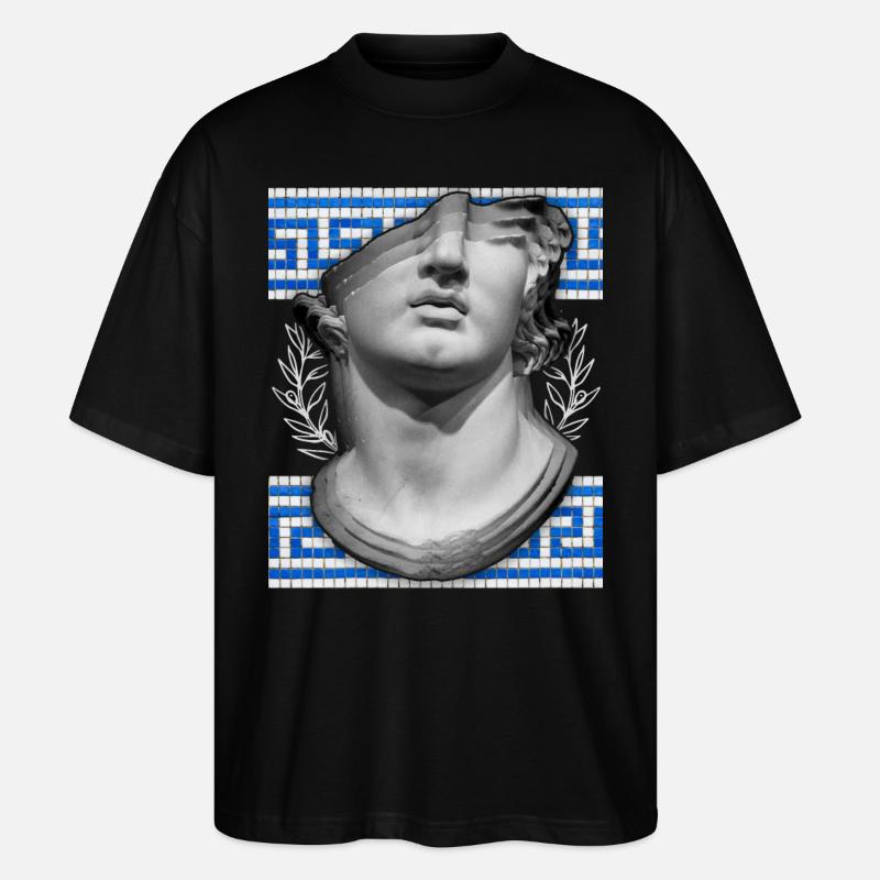 Griechenland, antike Skulptur, Mäandermuster - Stanley/Stella Oversized Unisex Bio T-Shirt Blaster 2.0 - Schwarz