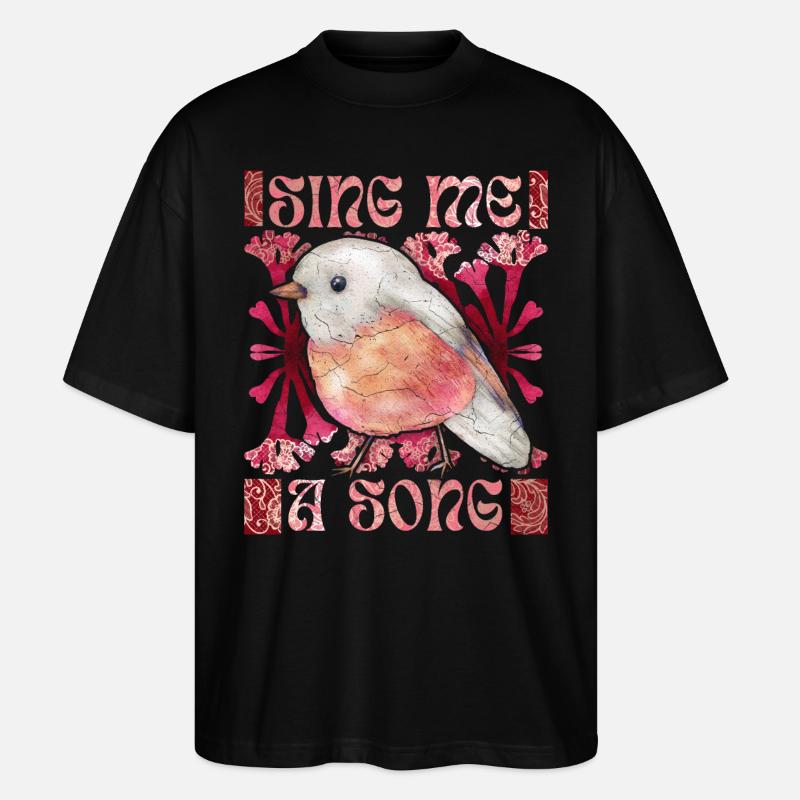 Robin, dicton drôle, oiseau, chanson - T-shirt bio Blaster 2.0 coupe oversize Stanley/Stella Unisexe - noir