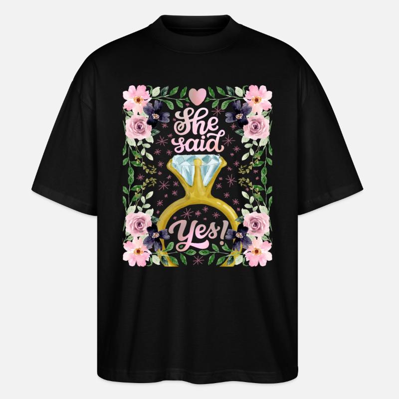 Mariage, Mariage, Mariée, Elle-A-Dit-Oui - T-shirt bio Blaster 2.0 coupe oversize Stanley/Stella Unisexe - noir