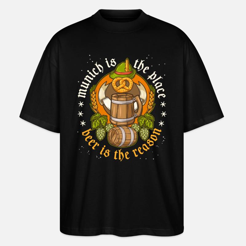 Beer, Munich, beer drinker - Stanley/Stella Oversized Unisex Organic T-shirt Blaster 2.0 - black