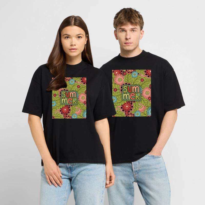 Summer, Pattern, Floral Pattern, Summer Pattern Stanley/Stella Oversized Unisex Organic T-shirt Blaster 2.0