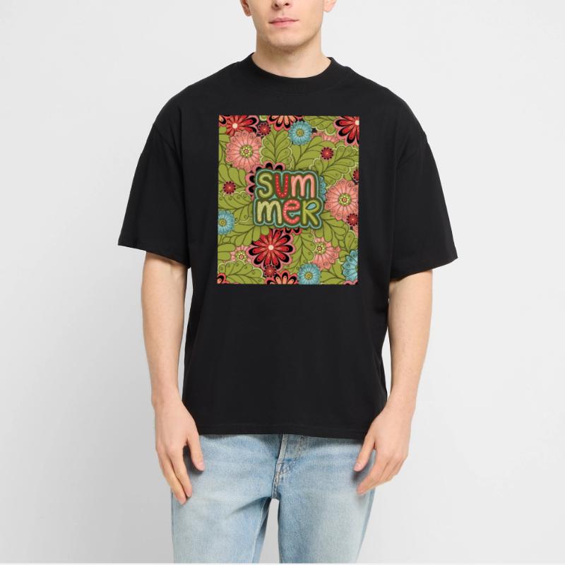 Summer, Pattern, Floral Pattern, Summer Pattern Stanley/Stella Oversized Unisex Organic T-shirt Blaster 2.0