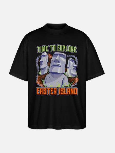 Steinköpfe, Moai, Osterinsel Rapa-Nui - Stanley/Stella Oversized Unisex Bio T-Shirt Blaster 2.0 - Schwarz