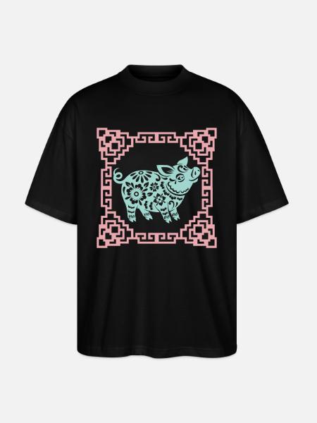 Grisens år, kinesiskt horoskop Kina - Ekologisk Oversized T-shirt Unisex Stanley/Stella Blaster 2.0 - svart