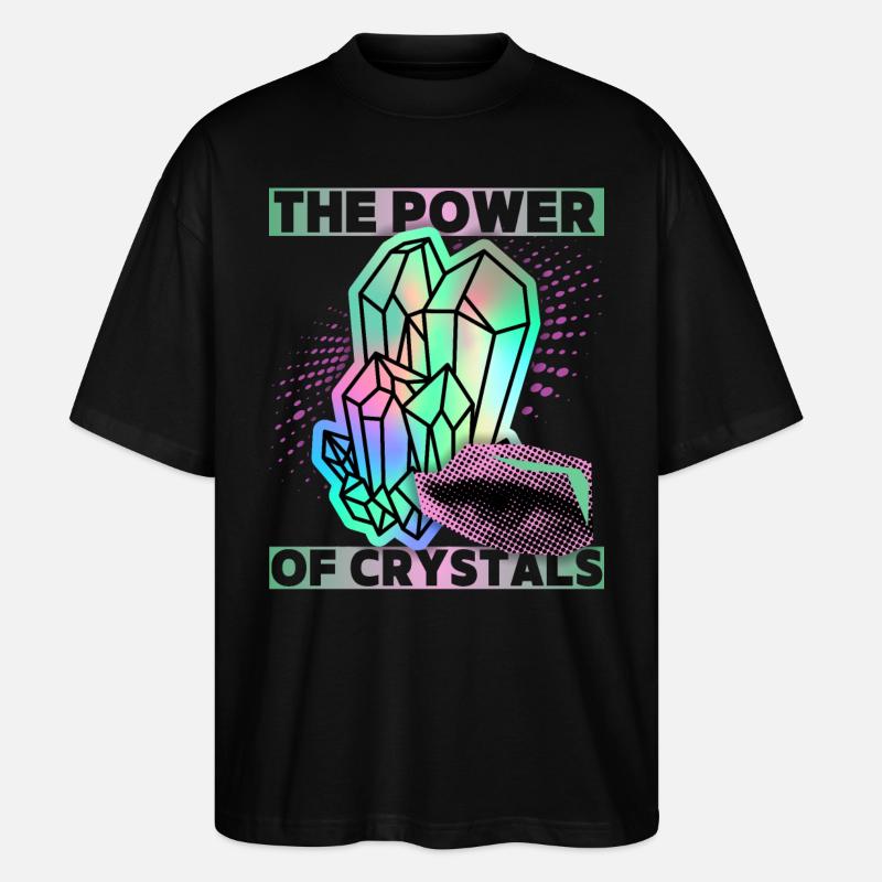 Crystals, Magic Crystals Saying Crystal-Power - Stanley/Stella Oversized Unisex Organic T-shirt Blaster 2.0 - black