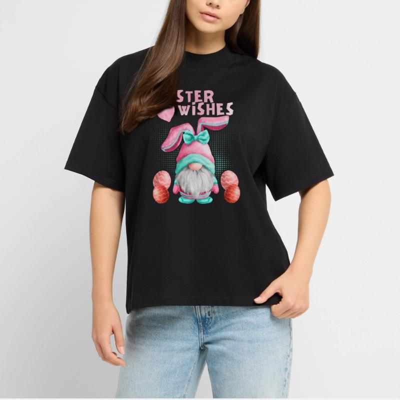 Easter, gnome dwarf with Easter egg, funny gnome Stanley/Stella Oversized Unisex Organic T-shirt Blaster 2.0