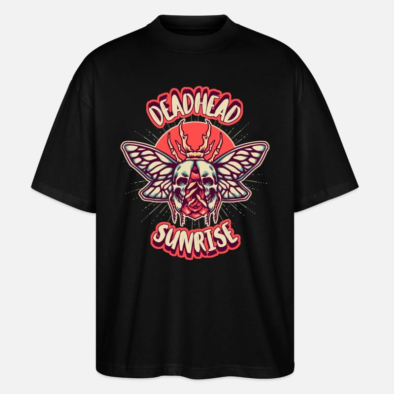 Skull with moth, moth - Stanley/Stella Oversized Unisex Organic T-shirt Blaster 2.0 - black