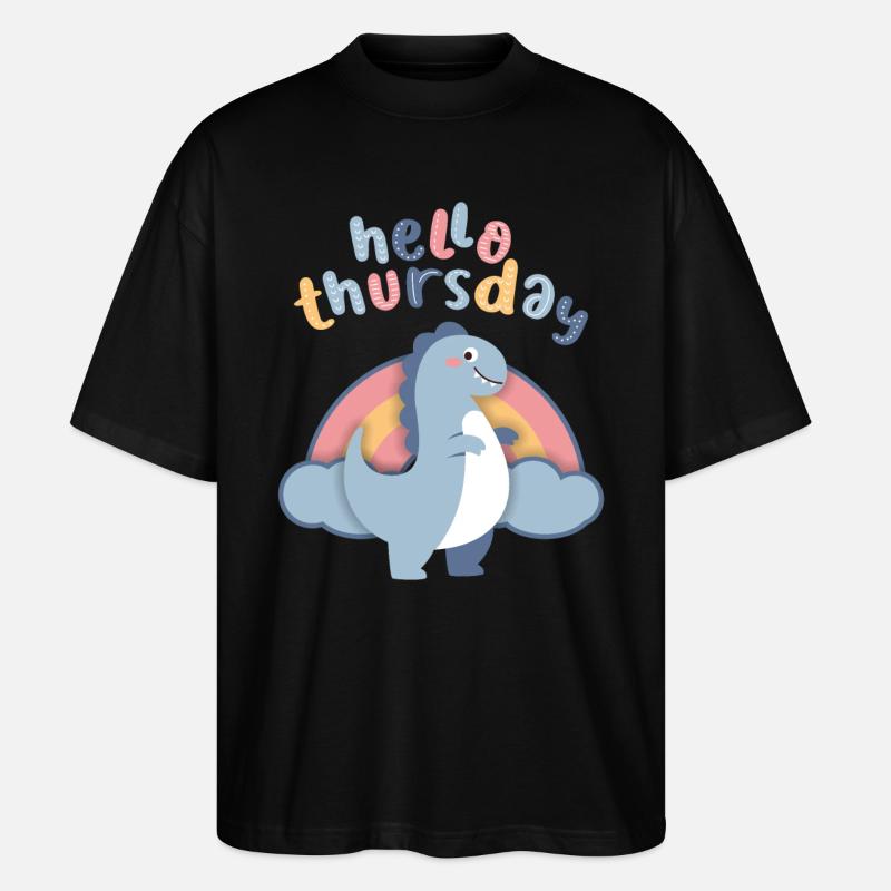 Kawaii Dinosaurier. Regenbogen, Hello-Thursday - Stanley/Stella Oversized Unisex Bio T-Shirt Blaster 2.0 - Schwarz