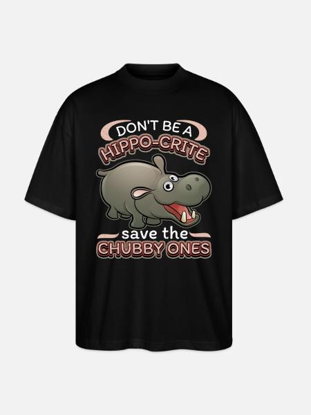 Funny hippopotamus, hippo hippo-pun, saying - Stanley/Stella Oversized Unisex Organic T-shirt Blaster 2.0 - black