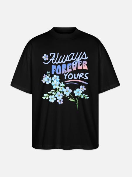 Forget-my-not, myosotis, Saint-Valentin - T-shirt bio Blaster 2.0 coupe oversize Stanley/Stella Unisexe - noir