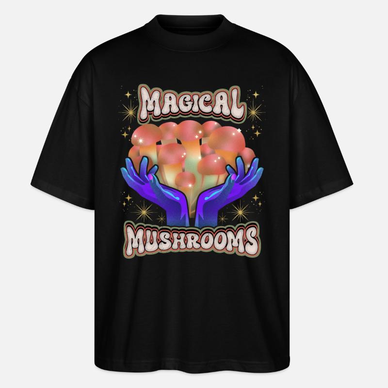 Champignons magiques, champignons psychédéliques, Dire - T-shirt bio Blaster 2.0 coupe oversize Stanley/Stella Unisexe - noir