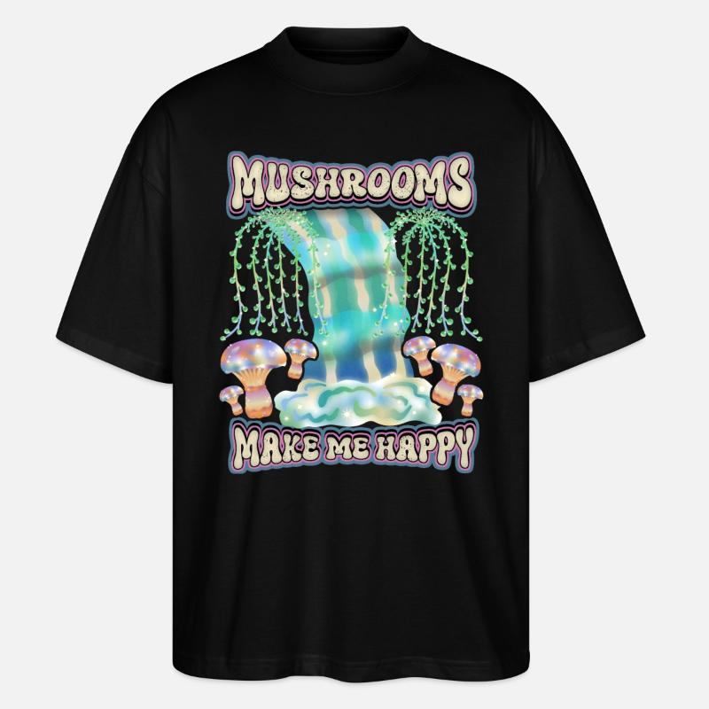 Champignons Magiques, Champignons Psychédéliques Surréalisme - T-shirt bio Blaster 2.0 coupe oversize Stanley/Stella Unisexe - noir