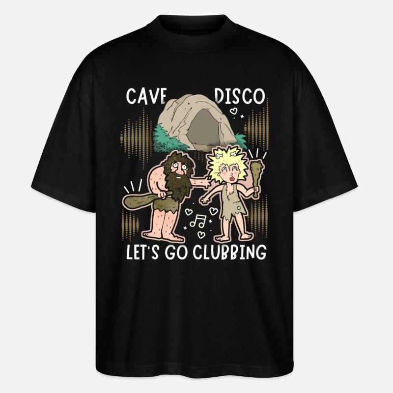 Neanderthal joke, Disco, Sjovt ordsprog, ordspil - Stanley/Stella Oversize Unisex Øko T-shirt Blaster 2.0 - sort