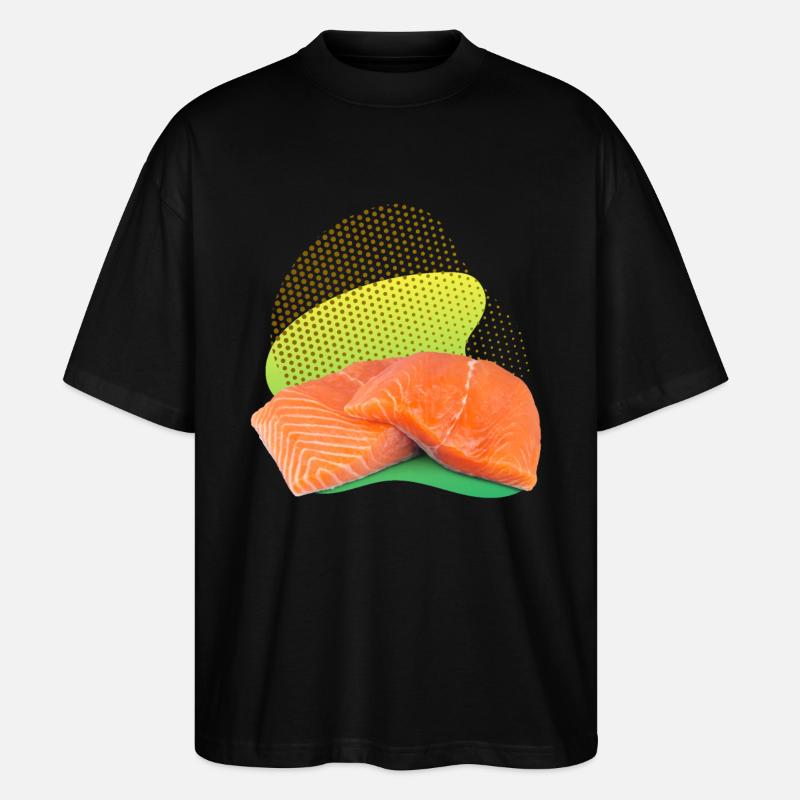 Lachs, Salmon, Lachs-Steak, Räucherlachs - Stanley/Stella Oversized Unisex Bio T-Shirt Blaster 2.0 - Schwarz
