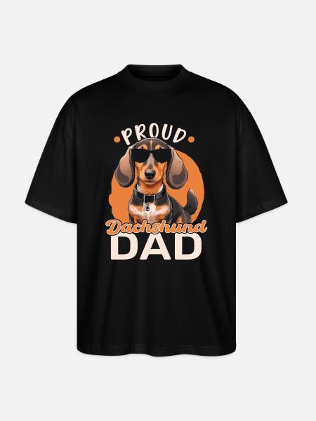 Proud Dachshund Dad - Stanley/Stella Oversized Unisex Organic T-shirt Blaster 2.0 - black