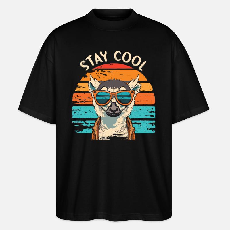 Stay Cool Lemur - Stanley/Stella Oversized Unisex Bio T-Shirt Blaster 2.0 - Schwarz