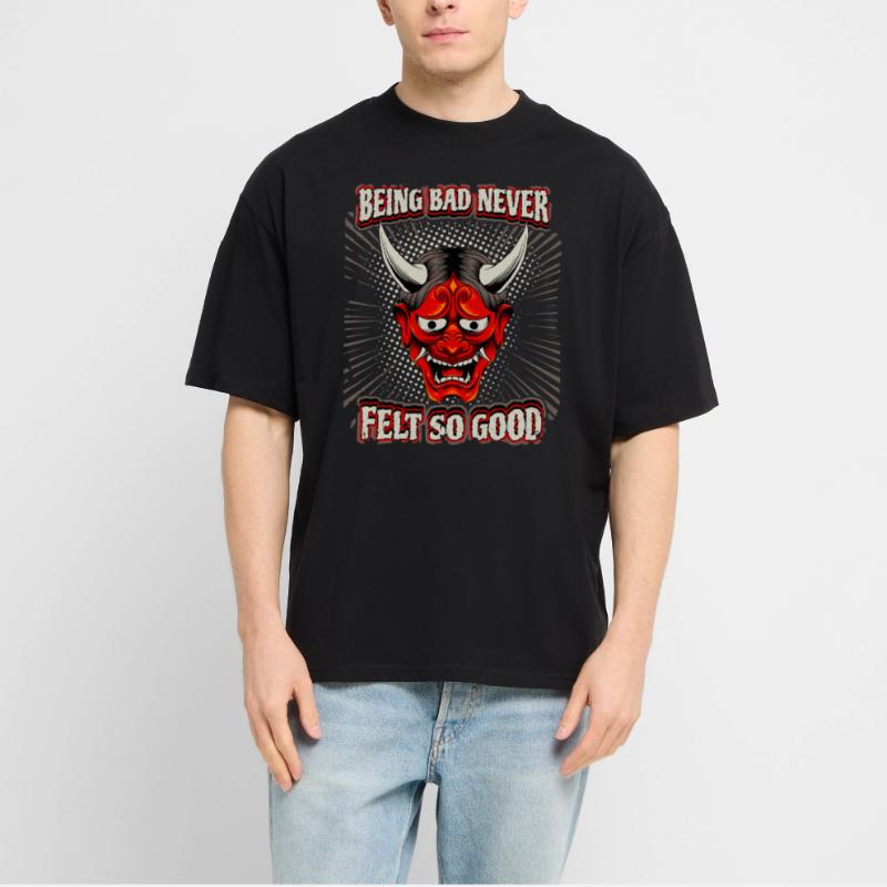 Funny Devil Saying, Devil's Mask, Comic Style Stanley/Stella Oversized Unisex Organic T-shirt Blaster 2.0