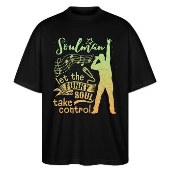 Musique Soul, Musique Soul, Soul Chanteur Dire - T-shirt bio Blaster 2.0 coupe oversize Stanley/Stella Unisexe - noir - Devant - Alina (178cm) & Michal (187cm)