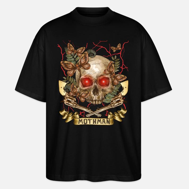 Mothman, Mothman, Crâne, Pistolets Crâne - T-shirt bio Blaster 2.0 coupe oversize Stanley/Stella Unisexe - noir
