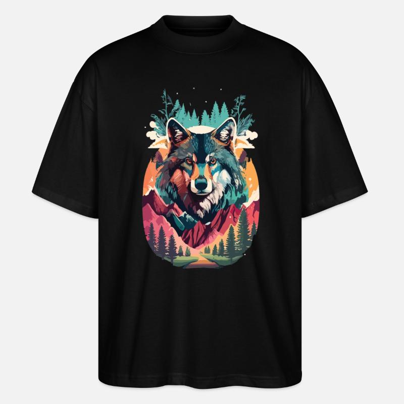 Wolfsgeist in der Wildnis - Stanley/Stella Oversized Unisex Bio T-Shirt Blaster 2.0 - Schwarz