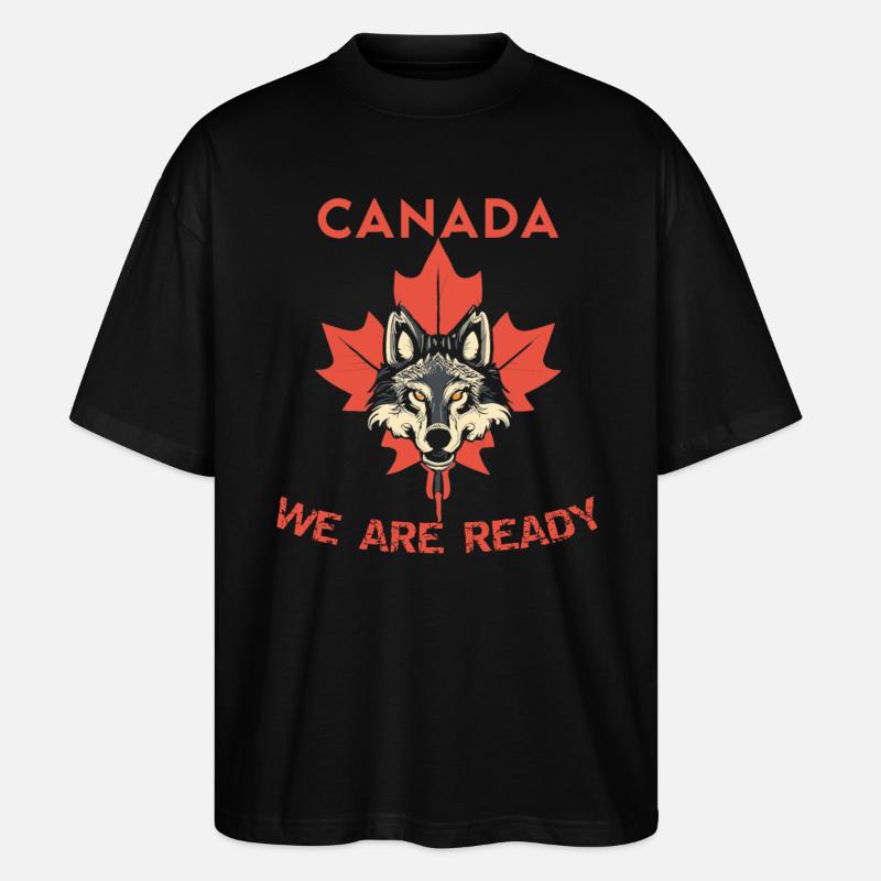 Canada Wolf Maple Leaf - Stanley/Stella Oversized Unisex Organic T-shirt Blaster 2.0 - black
