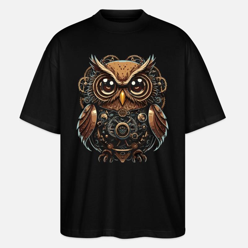 Faszinierende Steampunk-Eule: Einzigartiges Design - Stanley/Stella Oversized Unisex Bio T-Shirt Blaster 2.0 - Schwarz