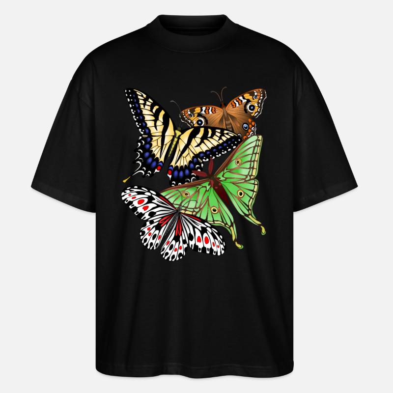 Schmetterlinge bunt - Stanley/Stella Oversized Unisex Bio T-Shirt Blaster 2.0 - Schwarz
