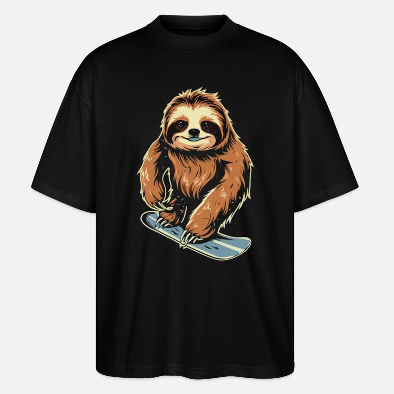 Snowboard Sloth: Coole Abfahrt - Stanley/Stella Oversized Unisex Bio T-Shirt Blaster 2.0 - Schwarz