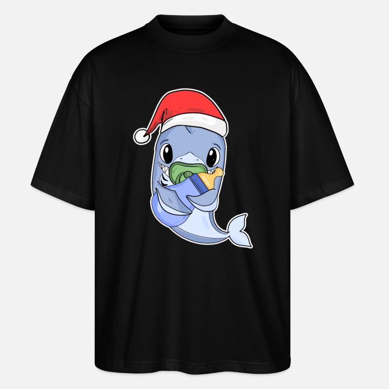 Requin bébé Noël - T-shirt bio Blaster 2.0 coupe oversize Stanley/Stella Unisexe - noir