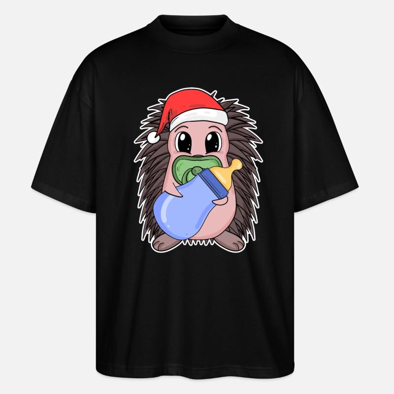 Hérisson bébé Noël - T-shirt bio Blaster 2.0 coupe oversize Stanley/Stella Unisexe - noir