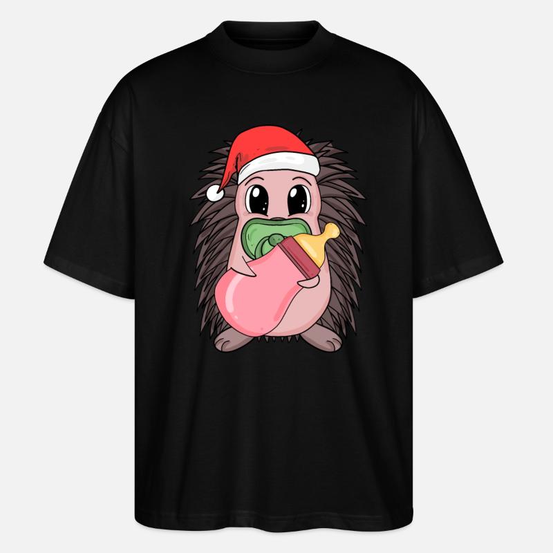 Hérisson bébé Noël - T-shirt bio Blaster 2.0 coupe oversize Stanley/Stella Unisexe - noir