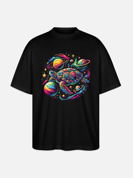 Galactic Turtle: Star Journey - Stanley/Stella Oversized Unisex Organic T-shirt Blaster 2.0 - black