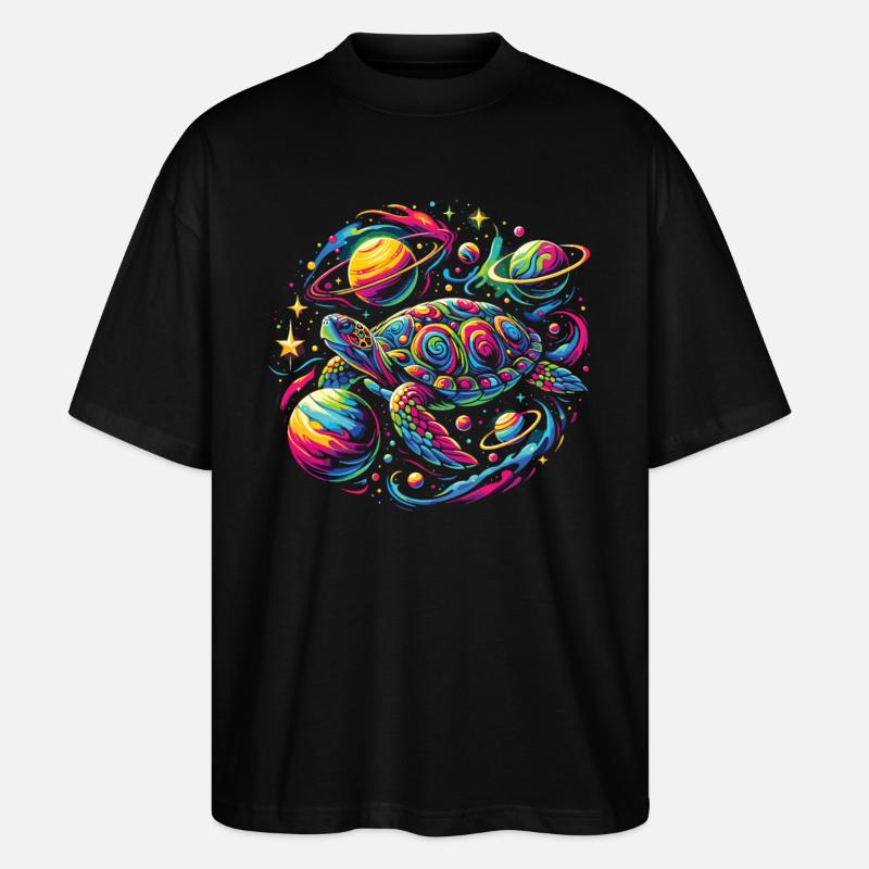 Galactic Turtle: Star Journey - Stanley/Stella Oversized Unisex Organic T-shirt Blaster 2.0 - black