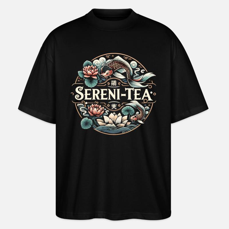 Lotusblüten und Teegenuss - Stanley/Stella Oversized Unisex Bio T-Shirt Blaster 2.0 - Schwarz