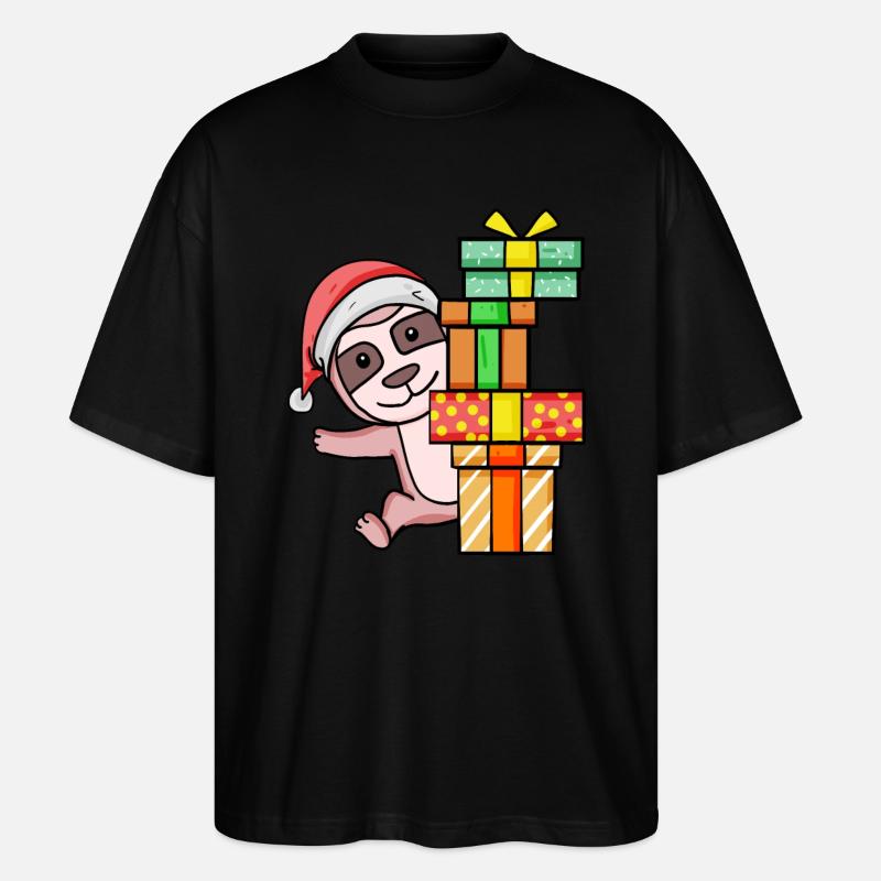 Faultier mit Weihnachtsmütze - Stanley/Stella Oversized Unisex Bio T-Shirt Blaster 2.0 - Schwarz