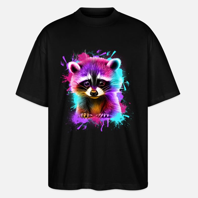 Waschbär - Stanley/Stella Oversized Unisex Bio T-Shirt Blaster 2.0 - Schwarz