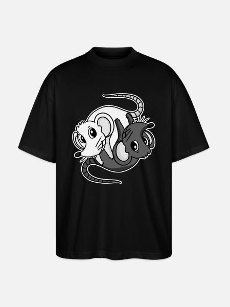 Yin Yang Mouse Mice - Stanley/Stella Oversized Unisex Organic T-shirt Blaster 2.0 - black