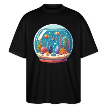 Aquarium - T-shirt bio Blaster 2.0 coupe oversize Stanley/Stella Unisexe - noir - Devant - Alina (178cm) & Michal (187cm)